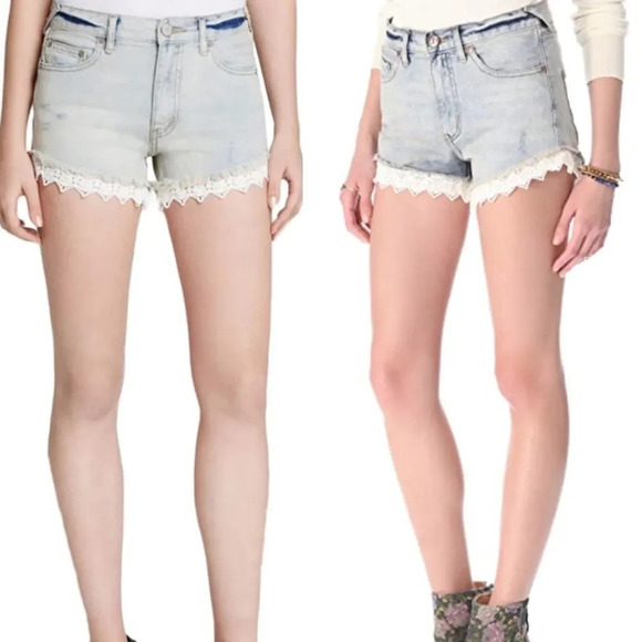 Free People Lacy Cutoff Short in Daisy Wash